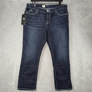 Rock & Republic Women's Capri Jeans Sz 16 Kendall Crystal Ball Low Rise Dark NEW